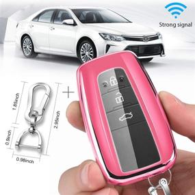 img 1 attached to QBUC Toyota Key Fob Cover with Keychain: Soft TPU Key Fob Case for Enhanced Protection, Compatible with 2018-2021 Toyota Camry, RAV4, Avalon, C-HR, Prius, Corolla, Highlander, GT86, and Smart Key