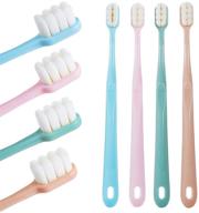 upgrade version: 4 pack micro nano extra soft toothbrush for sensitive teeth or gum, 20000 bristles, effective cleaning (pink, green, blue, flesh) logo