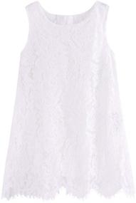 img 4 attached to 👗 LittleSpring Girls White Elegant Hollow Dress for Girls' Clothing