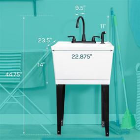 img 3 attached to JS Jackson Supplies Utility Sink Laundry Tub with Pull Out Dual Setting Faucet - Heavy Duty Slop Sinks for Basement, Laundry Room, Garage, or Shop - Large Free Standing Wash Station with Black Faucet
