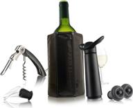 🍷 vacu vin wine saver pump & 2 vacuum bottle stoppers - black (wine essentials kit) логотип