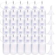 🖌️ depepe 30pcs needle applicator tip bottles - 1oz 30ml translucent glue bottles with 5 plastic funnels: perfect for diy quilling craft and acrylic painting projects logo