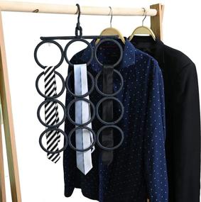 img 3 attached to 🧣 KLEAFS Dark Blue Scarf Hangers - Space-Saving Closet Organizer with Swivel Hook for Men's Accessories - Handmade Tailor Shop Hanger with 12 Rings for Belts, Ties, and More