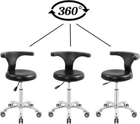 img 3 attached to 🪑 Multi-Purpose Rolling Stool Drafting Chair with Adjustable Height, Wheels, and Backrest - Versatile Heavy-Duty Seating for Office, Kitchen, Medical, Dentist, Shop, Lab, and Home (Black)