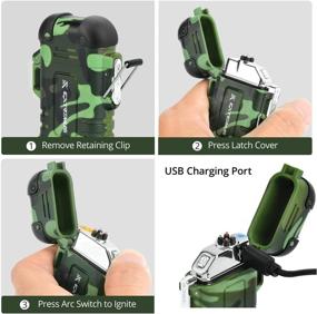 img 1 attached to 🔥 Extremus Waterproof Electric Lighter - USB Rechargeable, Flameless & Windproof Dual Arc Plasma Lighter for Outdoor Adventures like Camping, Hiking, and Survival - Includes Paracord Carabiner
