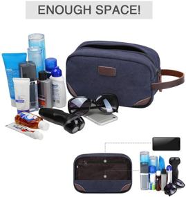 img 2 attached to 🧳 Blue Canvas Men's Travel Toiletry Organizer Bag - TSA Approved Shaving Dopp Kit