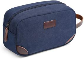 img 4 attached to 🧳 Blue Canvas Men's Travel Toiletry Organizer Bag - TSA Approved Shaving Dopp Kit