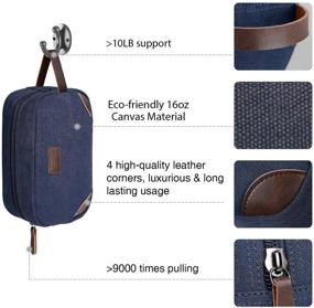 img 3 attached to 🧳 Blue Canvas Men's Travel Toiletry Organizer Bag - TSA Approved Shaving Dopp Kit