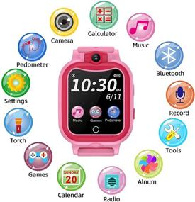 img 3 attached to 🎁 Kids Smartwatch with Camera and Music Player for Boys Girls - Touchscreen Digital Sport Watch with Pedometer, Games, Radio - Ideal Birthday Gift for 4-10 Year Old Children - Pink