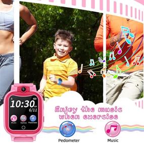 img 2 attached to 🎁 Kids Smartwatch with Camera and Music Player for Boys Girls - Touchscreen Digital Sport Watch with Pedometer, Games, Radio - Ideal Birthday Gift for 4-10 Year Old Children - Pink