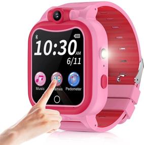 img 4 attached to 🎁 Kids Smartwatch with Camera and Music Player for Boys Girls - Touchscreen Digital Sport Watch with Pedometer, Games, Radio - Ideal Birthday Gift for 4-10 Year Old Children - Pink