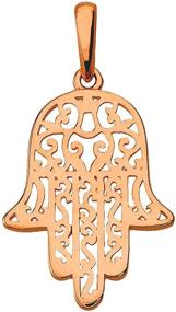 img 2 attached to Rose Gold Filigree Hamsa Hand of Fatima Charm Pendant in 14k