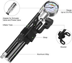 img 3 attached to 🚴 High-Quality Home Bike Tire Repair Tool Kit and Mini Bike Pump - Puncture Repair Kit for Presta and Schrader (Up to 210 PSI), with Smart Valve including Pressure Gauge and Convenient Bicycle Seat Pocket