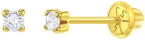 img 4 attached to 💛 Dazzling Yellow Prong Solitaire Screw Earrings: Must-Have Jewelry for Girls