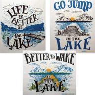 🌊 set of 3 mixed lake life swedish dishcloths - eco-friendly, reusable, and absorbent cleaning cloths with unique designs logo