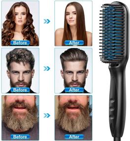 img 3 attached to Jurgen K Ionic Heated Beard Straightener Men's Gift - Fast Straightening Hot Beard Brush, Auto Temperature Lock Hair Straightening Comb Beard Dryer - Ideal Stocking Stuffer, Black