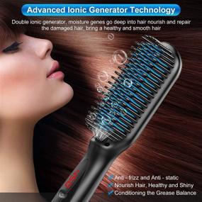 img 2 attached to Jurgen K Ionic Heated Beard Straightener Men's Gift - Fast Straightening Hot Beard Brush, Auto Temperature Lock Hair Straightening Comb Beard Dryer - Ideal Stocking Stuffer, Black