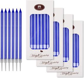 img 4 attached to 🎉 Бинлив 24 свечи для дня рождения - медленного горения, длинные тонкие свечи для торта на день рождения, свадьбу, украшение счастливой вечеринки - голубые