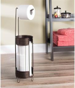 img 1 attached to Convenient and Stylish InterDesign Twillo Toilet Paper Holder with Dispenser and Spare Roll Storage - Bronze Finish