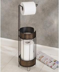 img 3 attached to Convenient and Stylish InterDesign Twillo Toilet Paper Holder with Dispenser and Spare Roll Storage - Bronze Finish