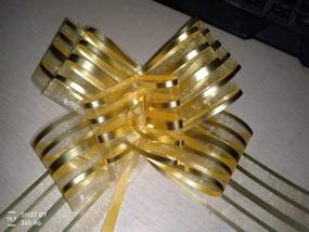 img 1 attached to 🎀 Set of 10 Gold Wedding Pull Bow Organza Striped Ribbons with 35" Long Tulle Tails - Ideal for Wedding, Party, Bridal Gifts & DIY Wrapping Bows. Also Suitable for Gift, Christmas, and Assorted Color Bows.