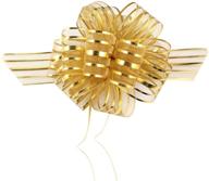 🎀 set of 10 gold wedding pull bow organza striped ribbons with 35" long tulle tails - ideal for wedding, party, bridal gifts & diy wrapping bows. also suitable for gift, christmas, and assorted color bows. logo