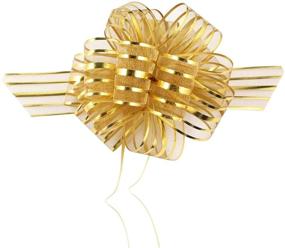 img 3 attached to 🎀 Set of 10 Gold Wedding Pull Bow Organza Striped Ribbons with 35" Long Tulle Tails - Ideal for Wedding, Party, Bridal Gifts & DIY Wrapping Bows. Also Suitable for Gift, Christmas, and Assorted Color Bows.