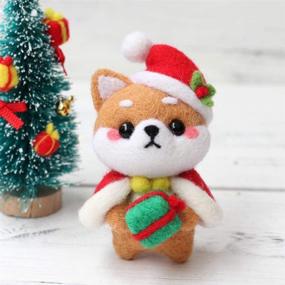 img 1 attached to 🎄 Christmas Shiba Inu Dog Needle Felting Kit - DIY Wool Felt Animals with Tools by YXQSED