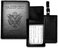 leather passport holder rfid shield logo