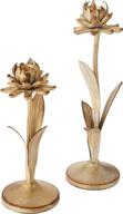 🌼 distressed gold finish metal flower shaped taper candle holder set (2 sizes) by creative co-op логотип