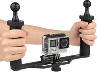 aluminum alloy hand grip stabilizer gimbal for dslr camera, action camera, video film movie making kit - compatible with gopro hero 8/7/6, canon, nikon, pentax, sony, olympus logo