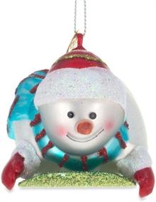 img 2 attached to ❄️ 2.3 Inch BestPysanky Glass Christmas Ornament - Snowman Riding The Sled