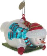 ❄️ 2.3 inch bestpysanky glass christmas ornament - snowman riding the sled логотип