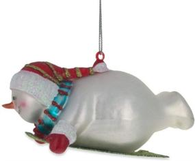 img 3 attached to ❄️ 2.3 Inch BestPysanky Glass Christmas Ornament - Snowman Riding The Sled