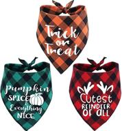 festive holiday plaid dog bandanas 3 pack: perfect for halloween, thanksgiving, and christmas! логотип