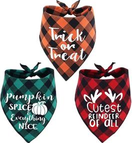 img 3 attached to Festive Holiday Plaid Dog Bandanas 3 Pack: Perfect for Halloween, Thanksgiving, and Christmas!