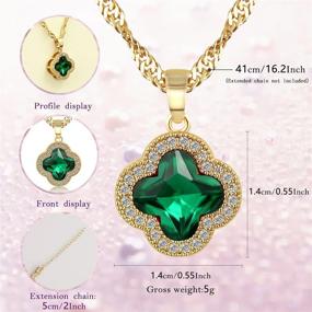 img 3 attached to 🍀 Four Leaf Clover VCA Necklace for Women Girls, 14K Gold Plated Cubic Zirconia Shamrock Good Luck Crystal Necklace, 16''+2'' by MISS RIGHT