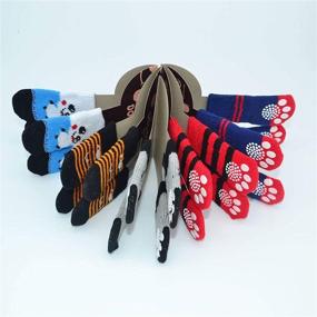 img 1 attached to 🧦 CONXKI Traction Control Cotton Socks for Indoor Dogs - Non-slip Knit Socks (5 Pack - 20 Pieces), 4 Velcro Straps, with Shown Color