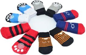 img 4 attached to 🧦 CONXKI Traction Control Cotton Socks for Indoor Dogs - Non-slip Knit Socks (5 Pack - 20 Pieces), 4 Velcro Straps, with Shown Color