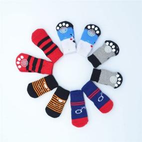 img 2 attached to 🧦 CONXKI Traction Control Cotton Socks for Indoor Dogs - Non-slip Knit Socks (5 Pack - 20 Pieces), 4 Velcro Straps, with Shown Color