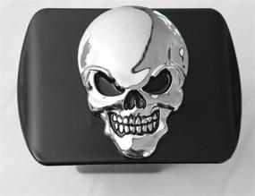img 3 attached to 🔥 Metal Skull 3D Emblem Trailer Hitch Cover - Fits 2" Receivers (Chrome on Black) - 100% Enhanced SEO