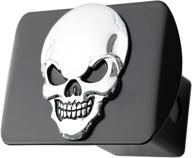 🔥 metal skull 3d emblem trailer hitch cover - fits 2" receivers (chrome on black) - 100% enhanced seo logo