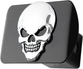 img 4 attached to 🔥 Metal Skull 3D Emblem Trailer Hitch Cover - Fits 2" Receivers (Chrome on Black) - 100% Enhanced SEO