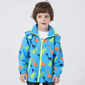 img 3 attached to 🦖 Waterproof Hooded Jacket for Boys Girls, Kids Raincoats Outdoor Windbreaker - Dinosaur Rain Jacket