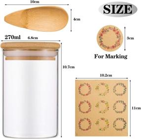 img 2 attached to 10 Piece Glass Jars Set with Natural Bamboo Lids, Spoons, and Labels - 8.5oz, Small Food Storage Airtight Canister Sets for Kitchen Pantry Organization - Ideal for Tea, Flour, Cookies, Candy, and Spices