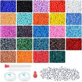 img 3 attached to Ultimate 34000Pcs Glass Seed Beads Starter Kit: 2mm Bracelet Beads for DIY Jewelry 📿 Making, Earrings & Necklaces, Crafts - Includes Elastic Strings, Letter Beads, Beading Needles, and Needle Threader