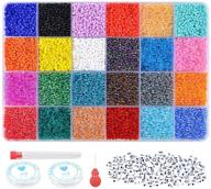 ultimate 34000pcs glass seed beads starter kit: 2mm bracelet beads for diy jewelry 📿 making, earrings & necklaces, crafts - includes elastic strings, letter beads, beading needles, and needle threader logo