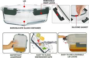 img 1 attached to Бокалы Brieftons для приготовления пищи: 5 штук, 30 унций - герметичные, не протекают с крышками с защелками для удобного хранения продуктов, обеда и контроля порций - без БПА, подходят для использования в микроволновой печи, духовке, морозильной камере и посудомоечной машине.