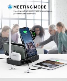 img 1 attached to 🔌 Tiitarn 7-in-1 Fast Wireless Charging Station with 2 USB and PD Ports for Multiple Devices - Desktop Charging Dock for iPhone, iPad, AirPods, Apple Pencil, iWatch, Android, Samsung