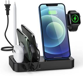 img 4 attached to 🔌 Tiitarn 7-in-1 Fast Wireless Charging Station with 2 USB and PD Ports for Multiple Devices - Desktop Charging Dock for iPhone, iPad, AirPods, Apple Pencil, iWatch, Android, Samsung